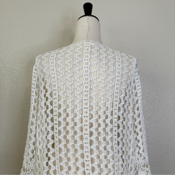 Do Everything In Love White Crochet Knit Open Front Cover up Cardigan, One Size - Picture 8 of 12